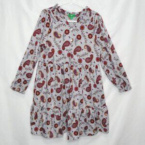 2 for $15 Size XS 4-5 DIP Gray & Red Paisley & Flowers Long Sleeve Dress